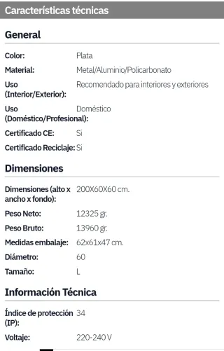 CALEFACTOR EXTERIOR DE PIE