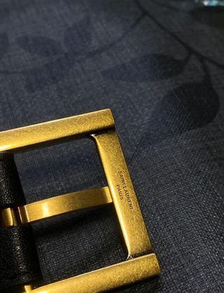 Cinturón Saint Laurent Negro Hebilla Dorada