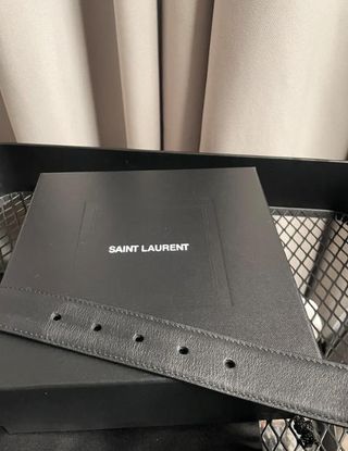 Cinturón Saint Laurent Negro Hebilla Dorada