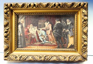 Reproducción de “Ultimos momentos de Felipe II” de Francisco Jover y Casanova. Óleo sobre papel.