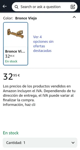 Cerrojo de seguridad para puerta  Bronce Viejo