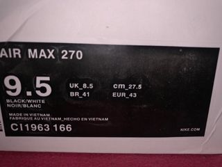 Zapatillas Nike Air Max 270 Negras Blancas