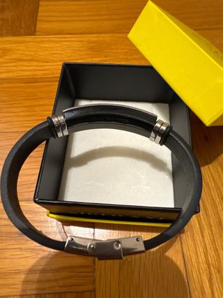 Bracciale in pelle e metallo da uomo