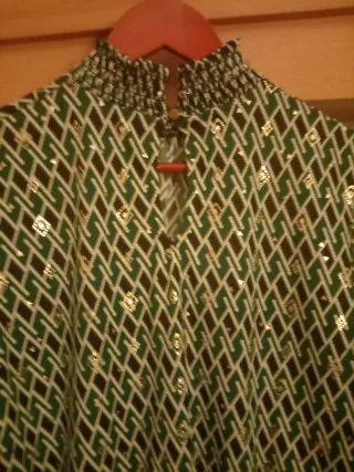 Blusa Caché Caché Mujer Verde y Dorado