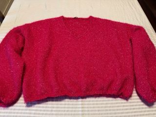 Maglione fucsia effetto lucido