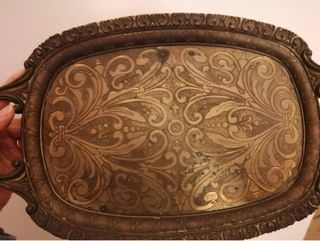 Vassoio vintage in ottone decorato