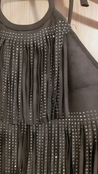 Top Zara flecos marrón nuevo