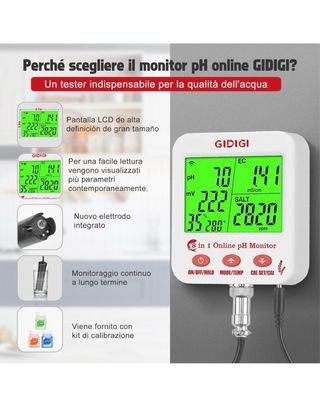 Misuratore pH EC SALT GIDIGI 8 in 1