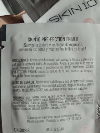 50 unidades Primer Skin 10 sobres maquillaje