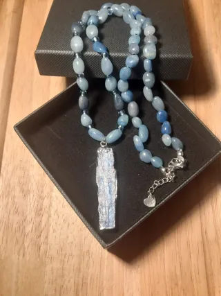 Collar Aventurina Azul y Colgante Cianita
