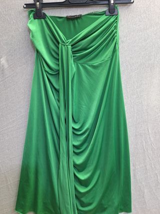 Abito verde drappeggiato senza spalline TG M