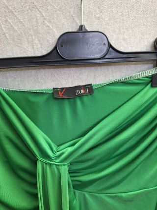 Abito verde drappeggiato senza spalline TG M