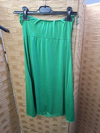 Abito verde drappeggiato senza spalline TG M