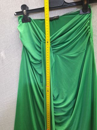 Abito verde drappeggiato senza spalline TG M