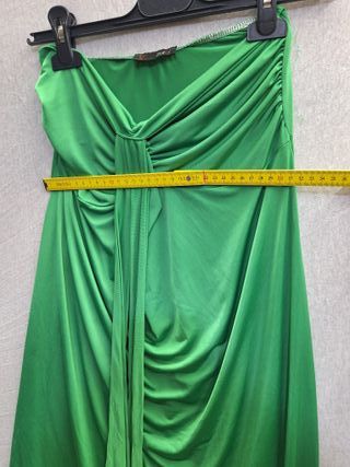 Abito verde drappeggiato senza spalline TG M