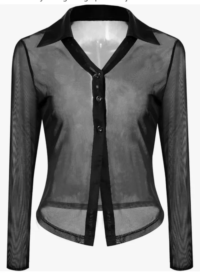 Camisa Stradivarius Transparente Negra,  Talla S