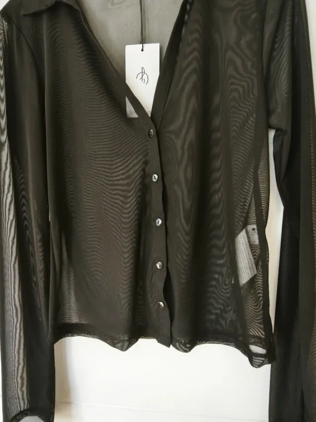 Camisa Stradivarius Transparente Negra,  Talla S