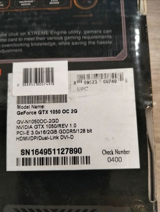 128Gigabyte GeForce GTX 1050 OC 2GB GDDR