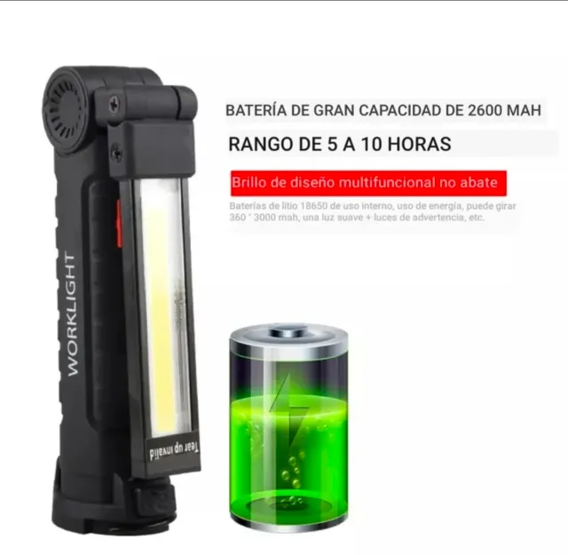Linterna de trabajo COB multifuncional recargable