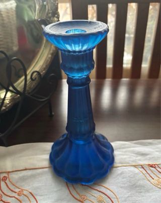 Candelabro Cristal Azul Francés