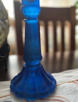 Candelabro Cristal Azul Francés