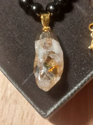 Collar Obsidiana y Colgante Citrino