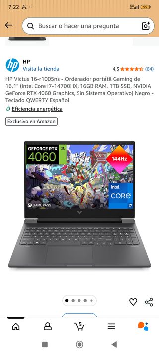 Portátil Gaming HP Victus gris oscuro