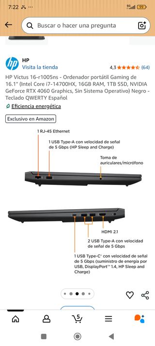 Portátil Gaming HP Victus gris oscuro
