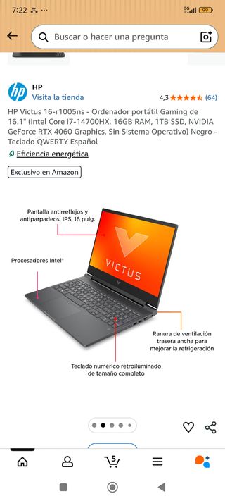 Portátil Gaming HP Victus gris oscuro