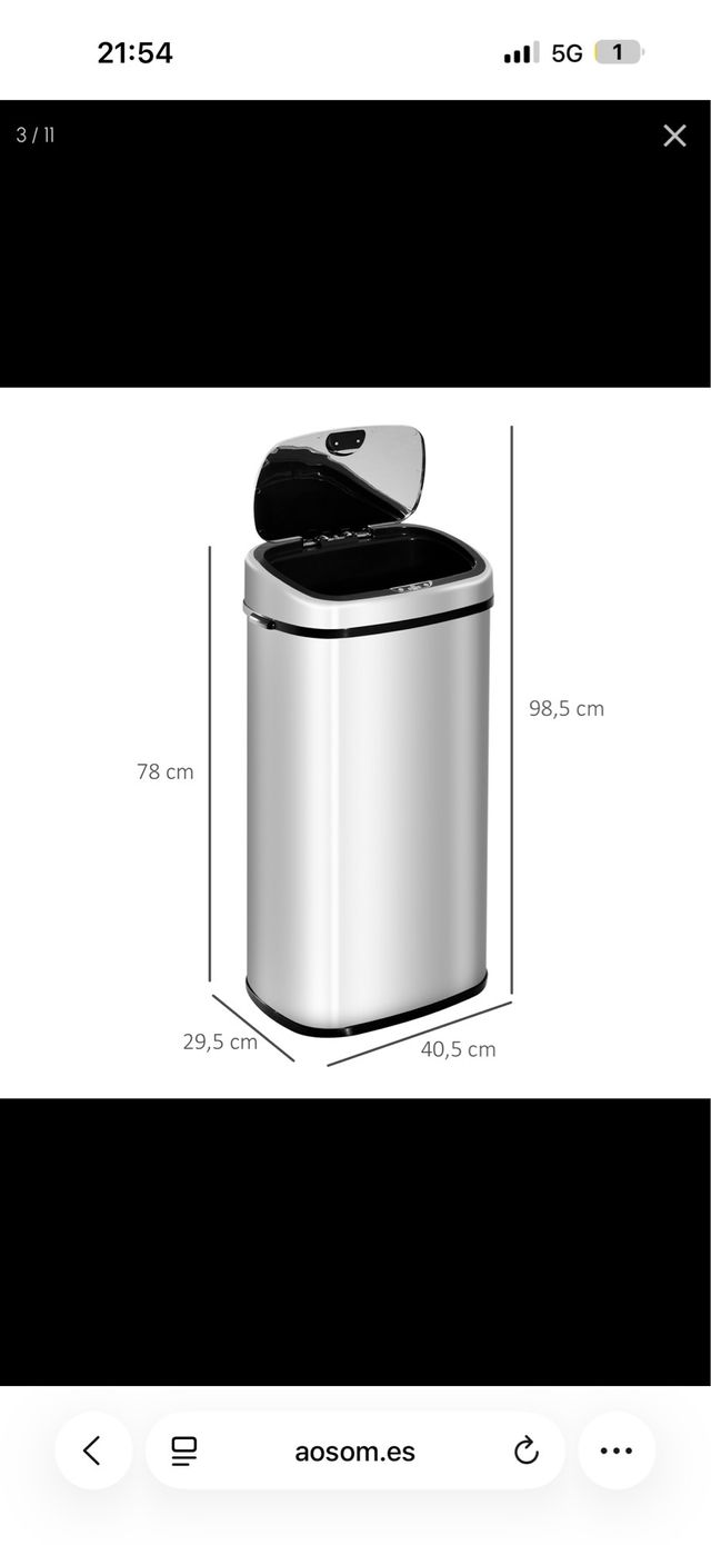 Papelera de cocina con sensor.