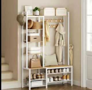 Perchero Zapatero Banco Blanco