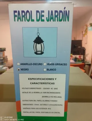 Farol de Jardín Negro y Transparente