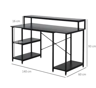 Escritorio oficina 3 estantes negro