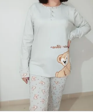 Pijama osito azul claro de algodón