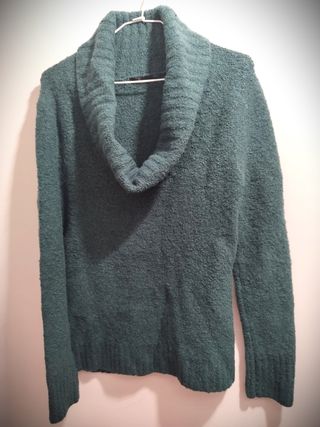 Jersey punto cuello vuelto mujer verde