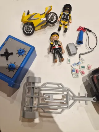 Playmobil Ladrón Coche Moto Caja Dinero