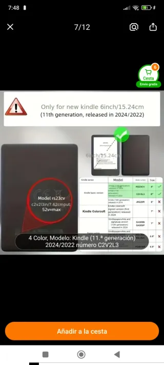 Funda Kindle 11ª Gen Azul NUEVA