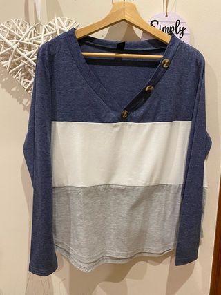 Camiseta manga larga tricolor