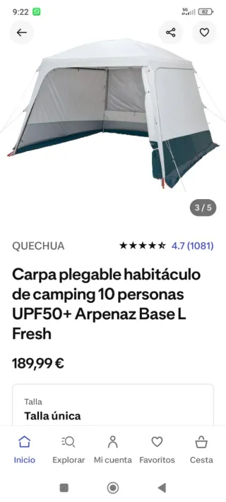 Carpa plegable 10 personas Quechua