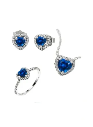 Conjunto Plata Corazón Azul Talla 6