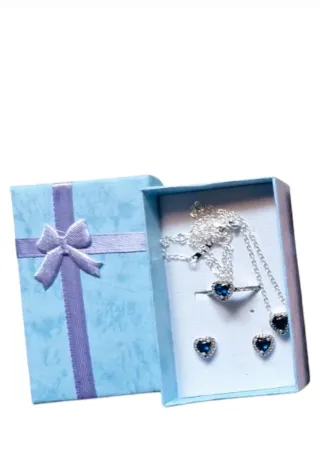 Conjunto Plata Corazón Azul Talla 6