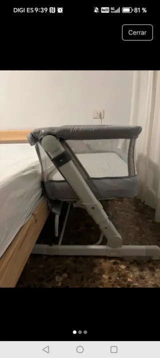 Mini cuna colecho gris