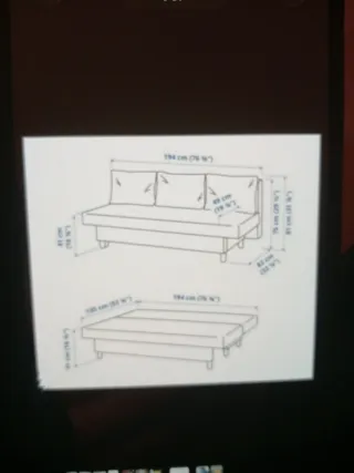 Sofá Cama Tela Azul/Gris