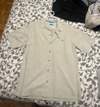 Camisa Columbia Beige Manga Corta