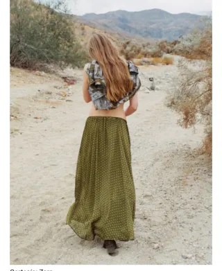 Falda larga Zara estampada Como nueva Verde milita