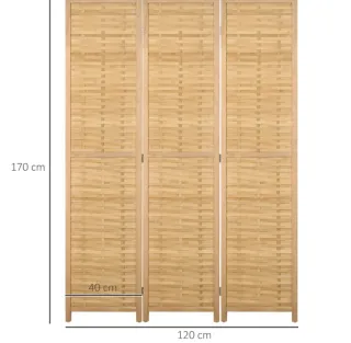 Biombo 3 paneles plegable madera
