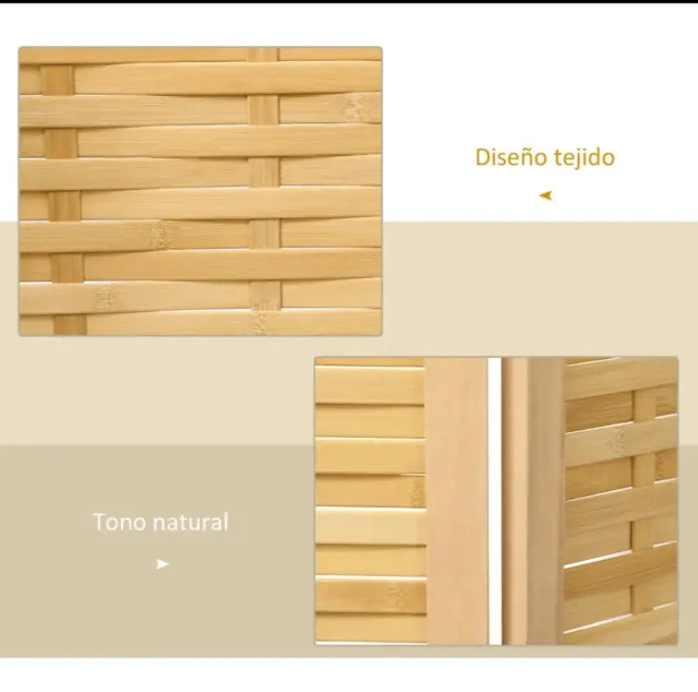 Biombo 3 paneles plegable madera