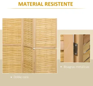 Biombo 3 paneles plegable madera