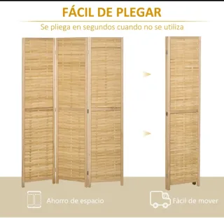 Biombo 3 paneles plegable madera