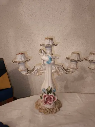 Candelabros de porcelana con flores diseño italian